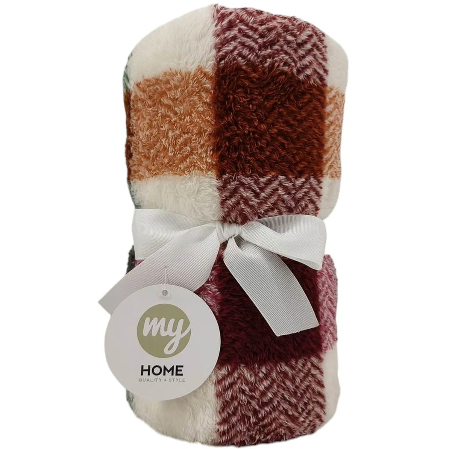Kinross Check Teddy Fleece Throw - Brown image