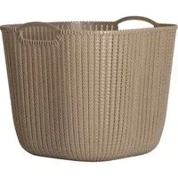 Large Square Knitting Basket - Brown
