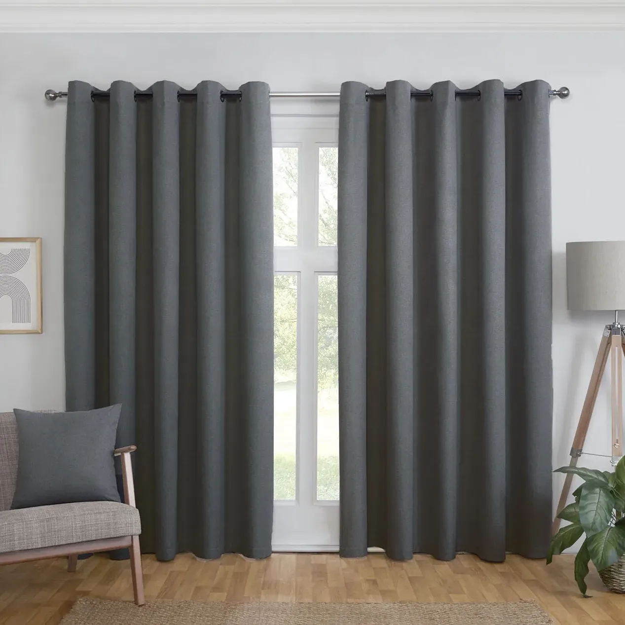 Linden Blackout Curtain - Charcoal
