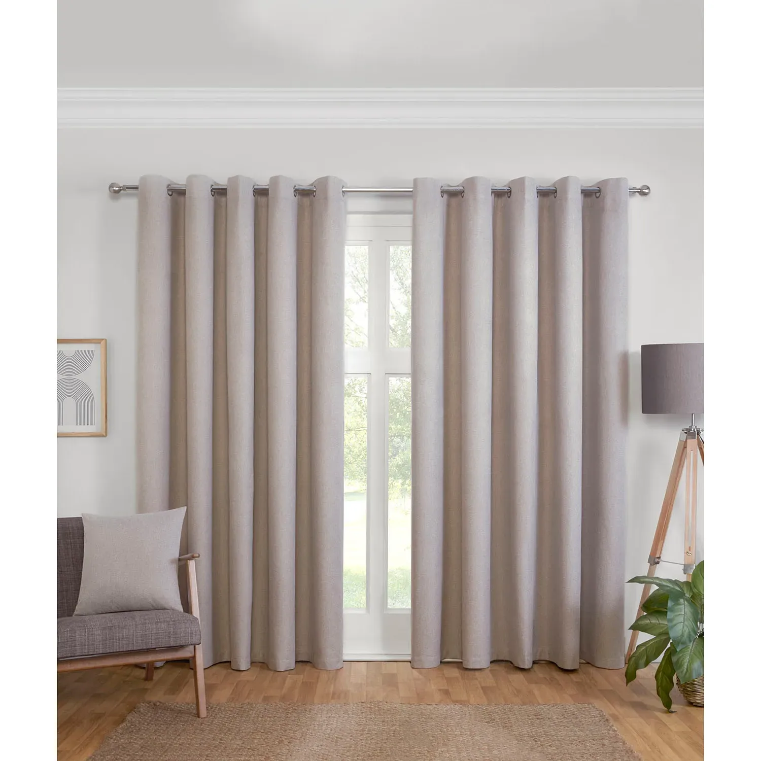 Linden Blackout Curtains 229 x 229cm - Stone, Polyester