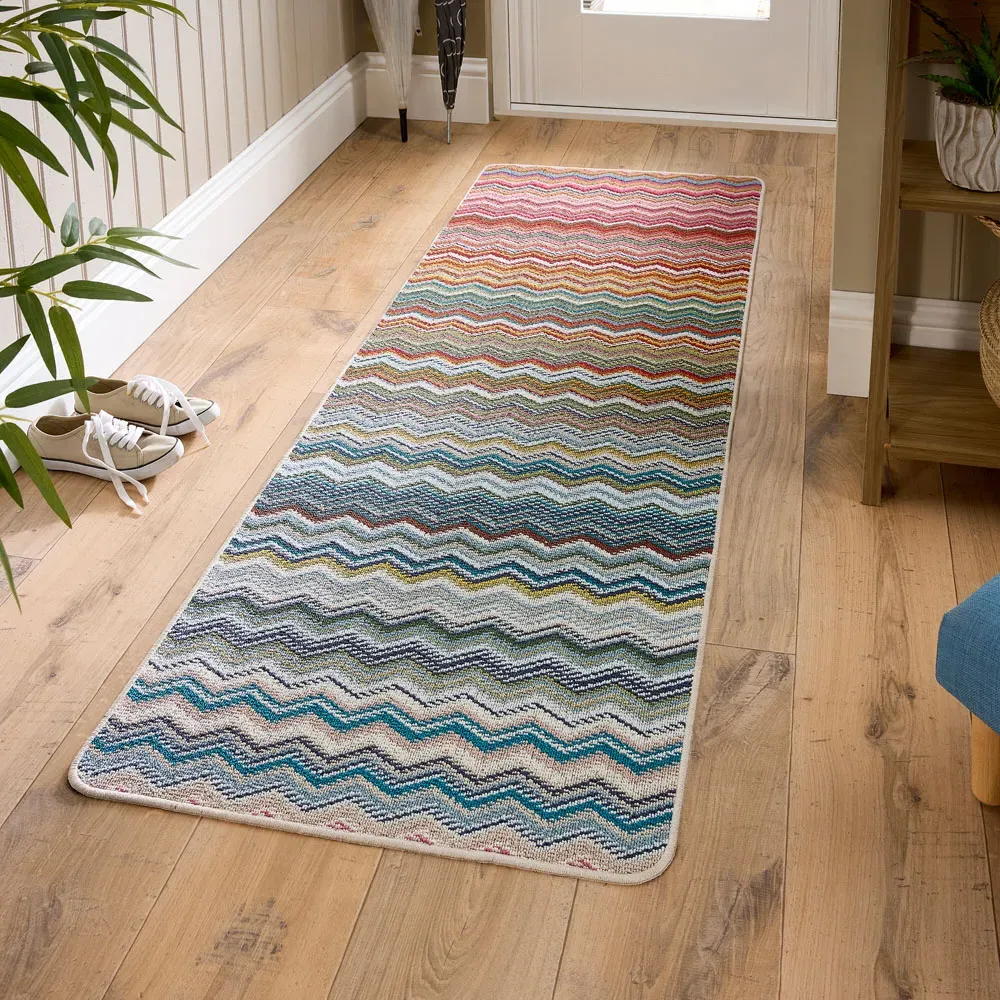 Candy Rainbow Zig Zag Runner Mat - Multi