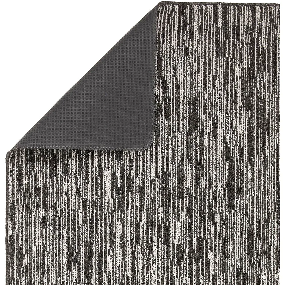 Charcoal Broken Stripe Stain Resistant Runner - Grey