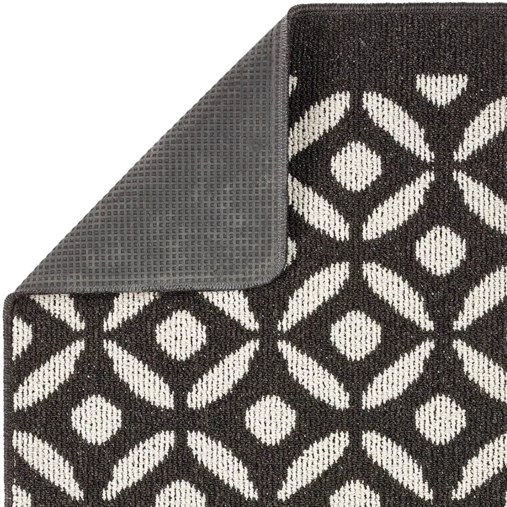 Charcoal Crescent Stain Resistant Runner - Grey