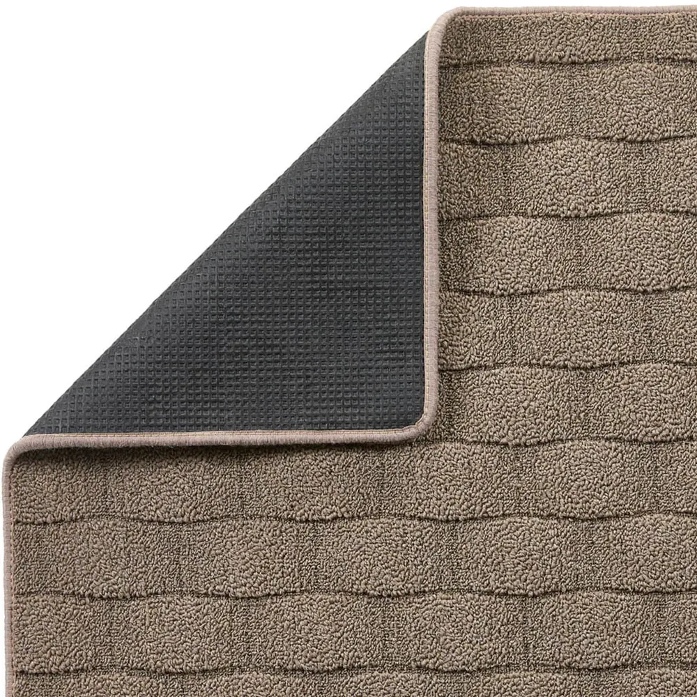 Mink Sculptured Basketweave Washable Rug - Brown