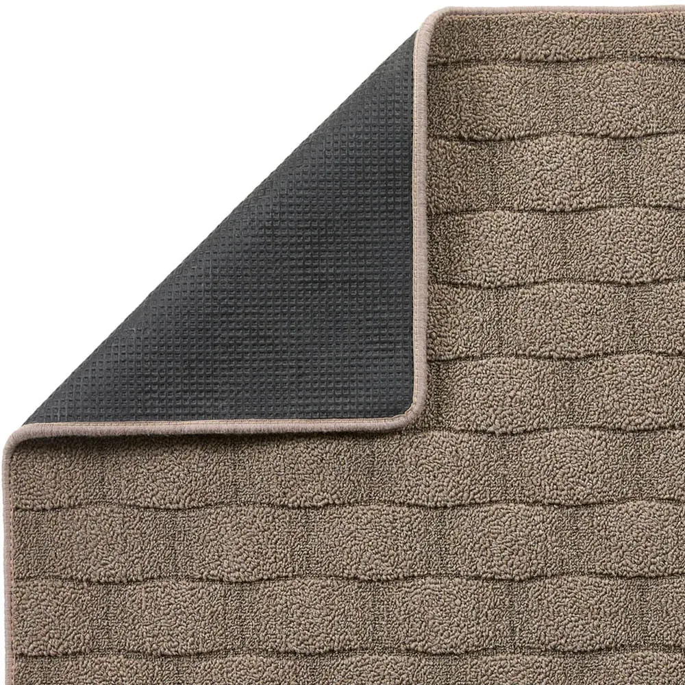 Mink Sculptured Basketweave Washable Rug - Brown