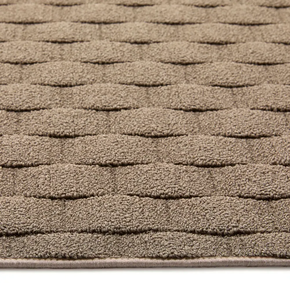 Mink Sculptured Basketweave Washable Rug - Brown
