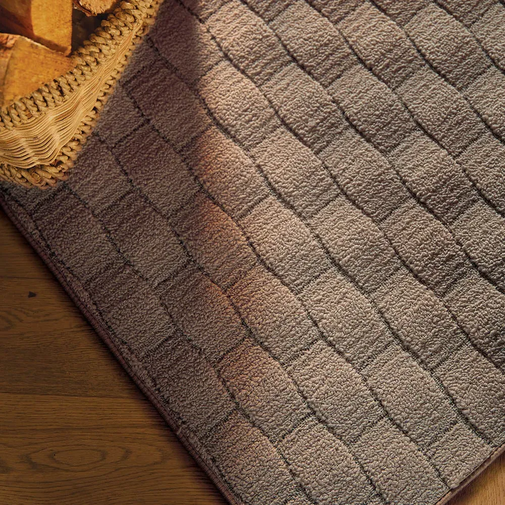 Mink Sculptured Basketweave Washable Rug - Brown