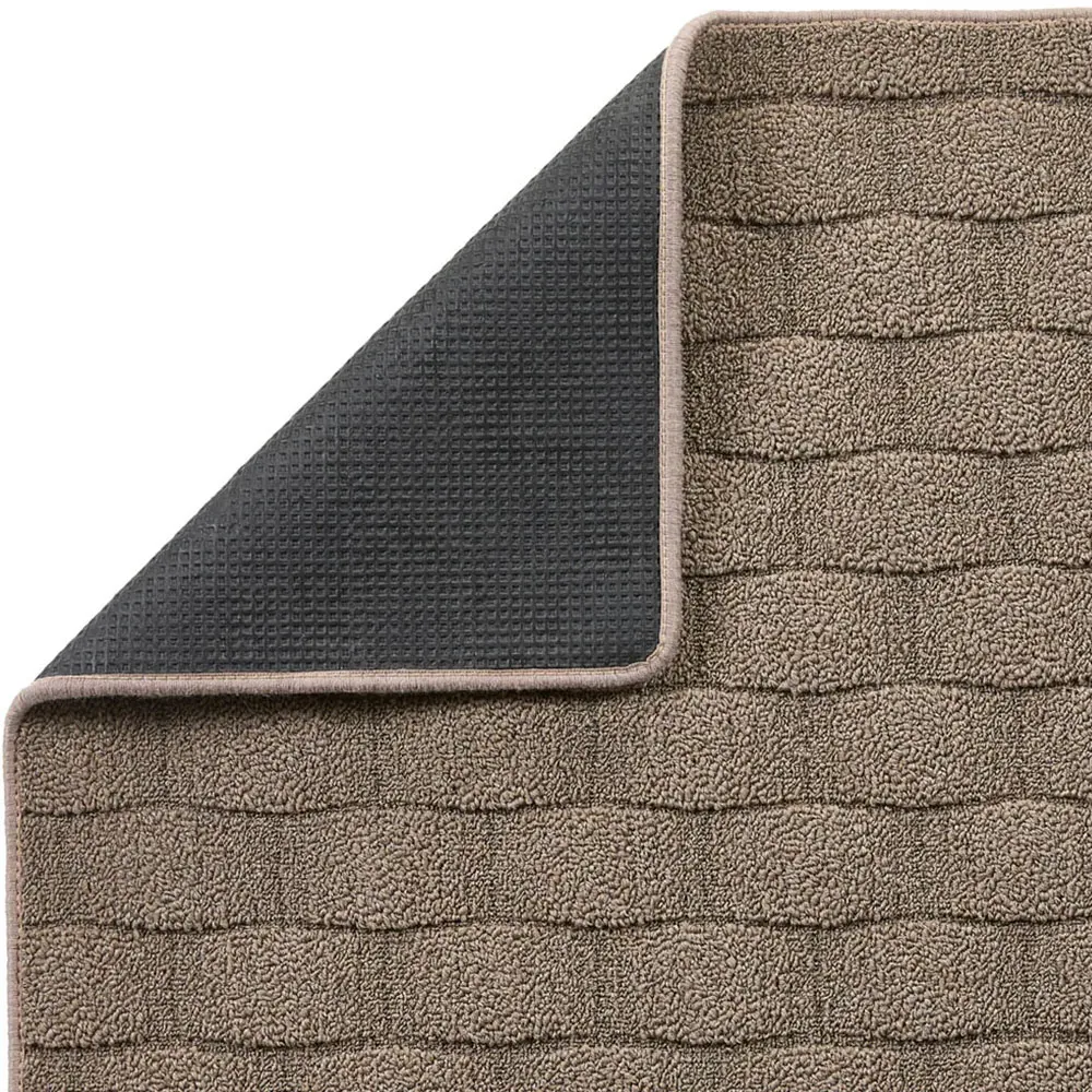 Mink Sculptured Basketweave Washable Runner - Brown