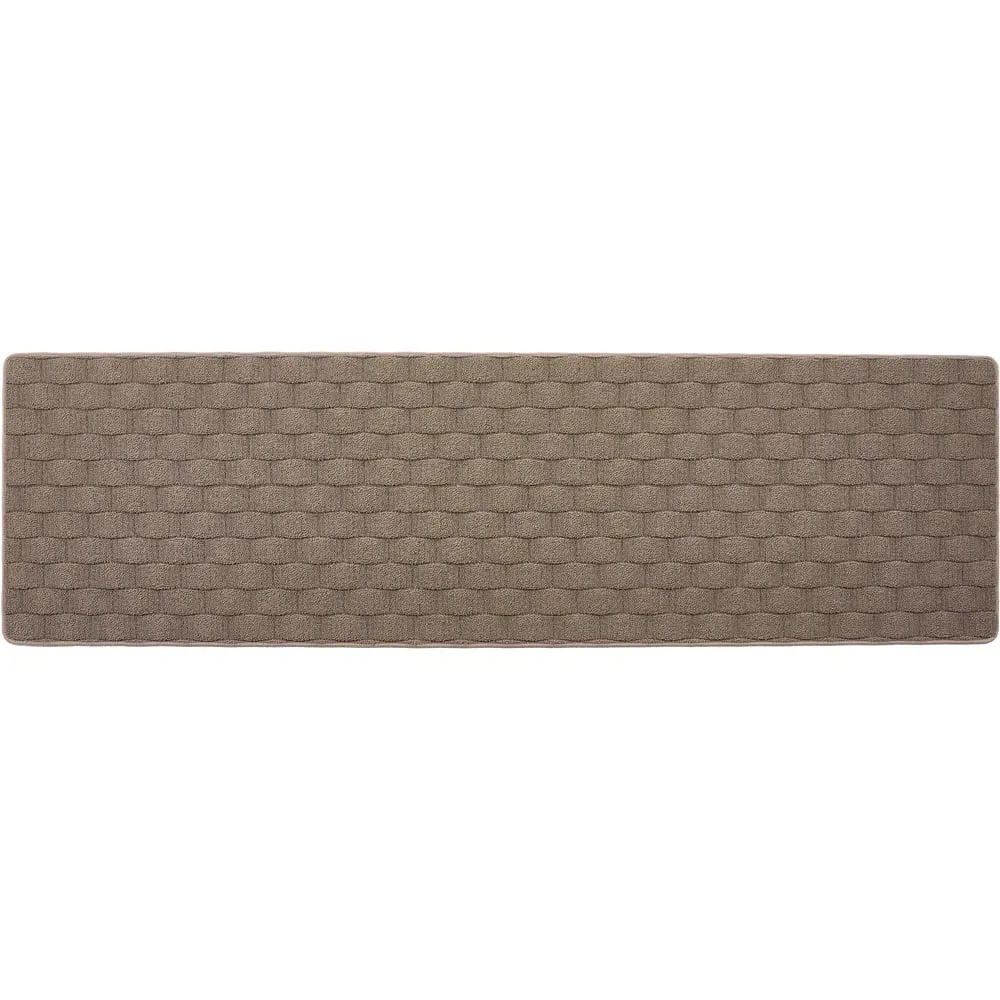 Mink Sculptured Basketweave Washable Runner - Brown