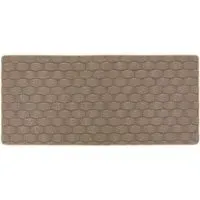 Mink Sculptured Basketweave Washable Runner - Brown