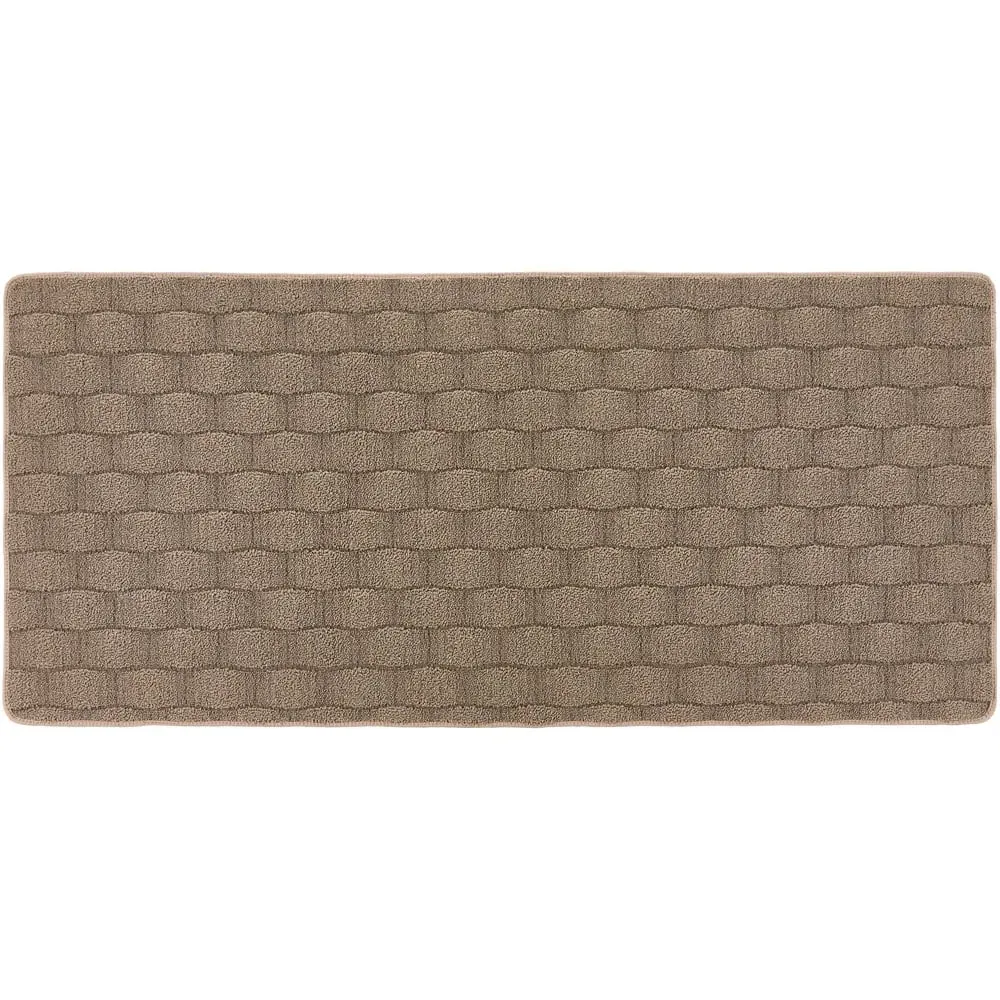 Mink Sculptured Basketweave Washable Runner - Brown