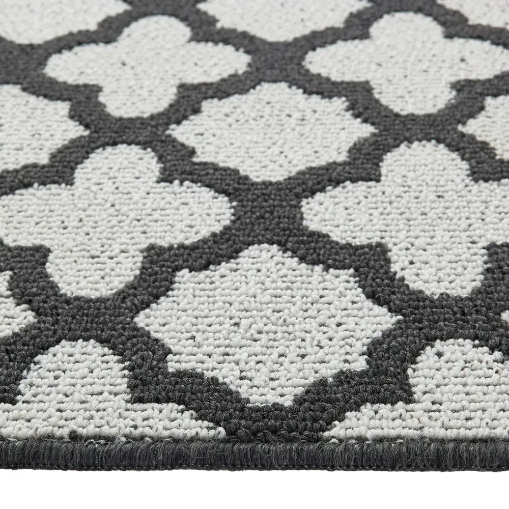 Moroccan Tile Stain Resistant Runner - Charcoal
