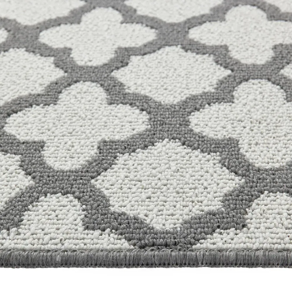 Moroccan Tile Stain Resistant Runner - Silver