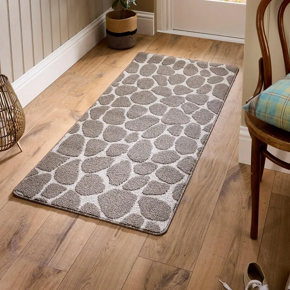 Pebble Patterned Non Slip Mat - Ivory, Mink