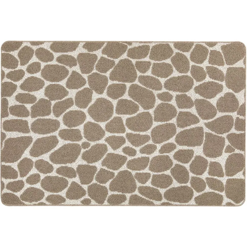 Pebble Patterned Non Slip Mat - Ivory, Mink