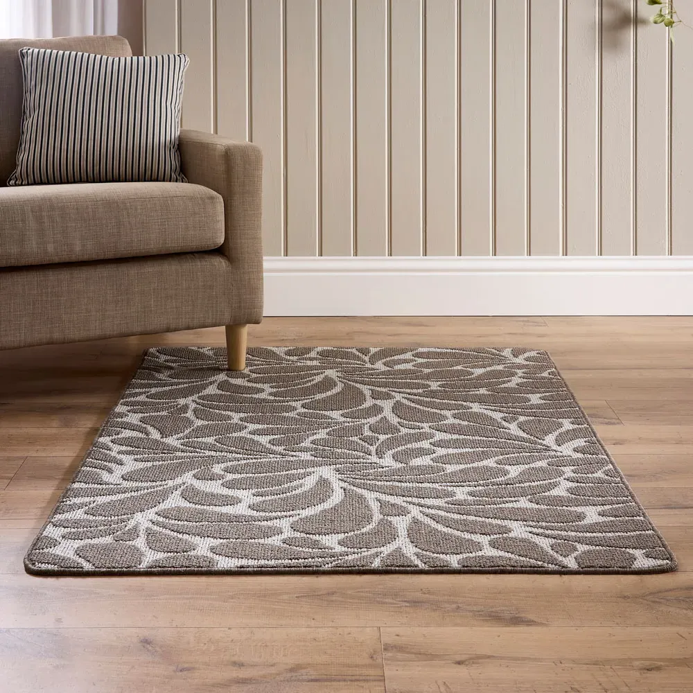 Rain Drop Patterned Non Slip Mat - Ivory, Mink