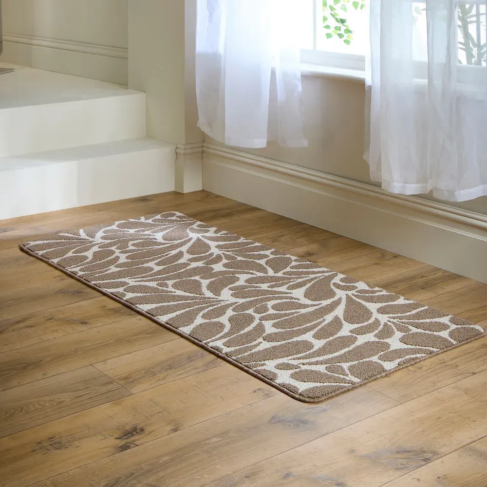 Rain Drop Patterned Non Slip Mat - Ivory, Mink