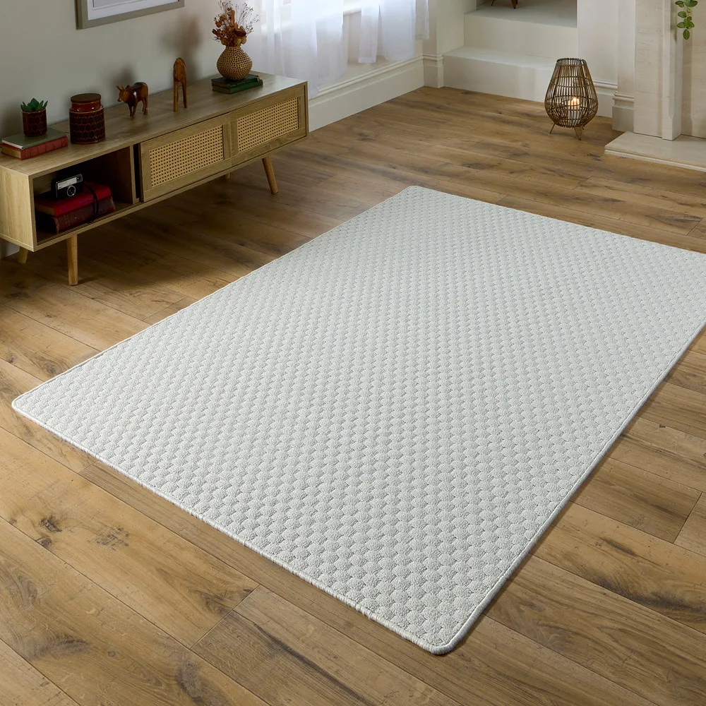 Sculptured Honeycomb Washable Rug - Ivory