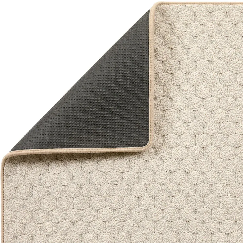 Sculptured Honeycomb Washable Rug - Ivory