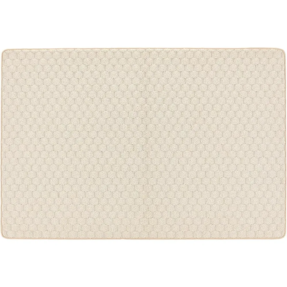 Sculptured Honeycomb Washable Rug - Ivory image