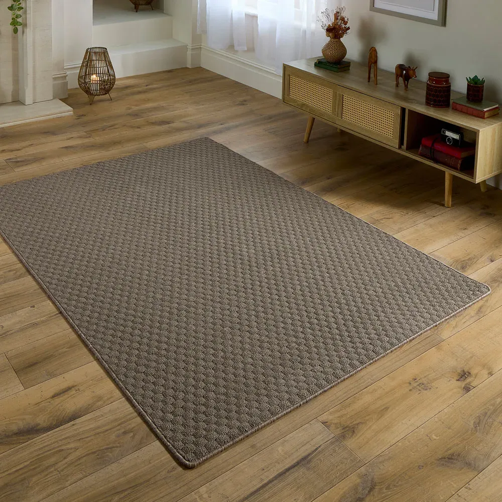 Sculptured Honeycomb Washable Rug - Mink