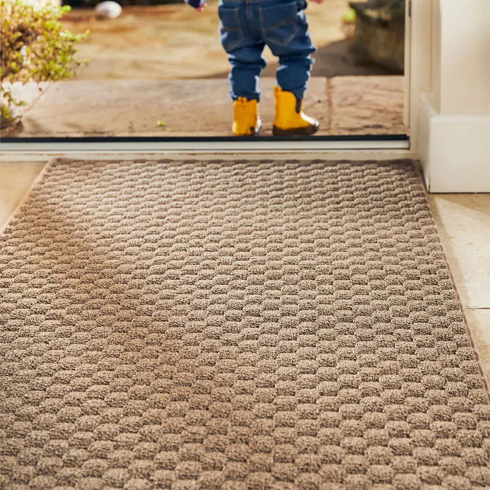 Sculptured Honeycomb Washable Rug - Mink