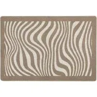 Sculptured Patterned Waves Non Slip Mat - Brown