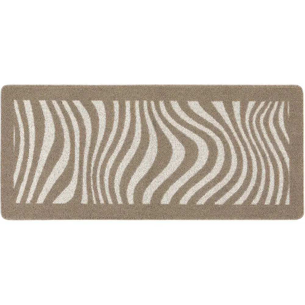 Sculptured Patterned Waves Non Slip Mat - Brown image