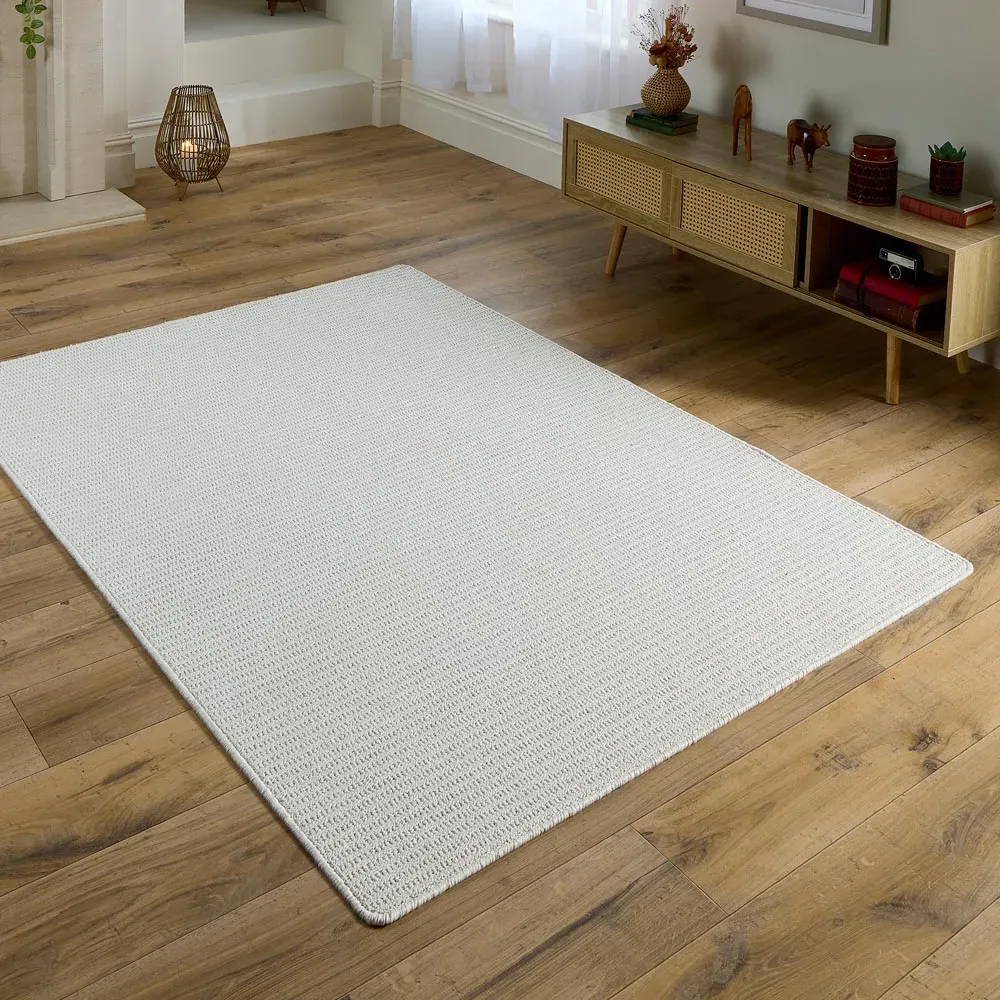 Sculptured Waffle Texture Washable Rug - Ivory