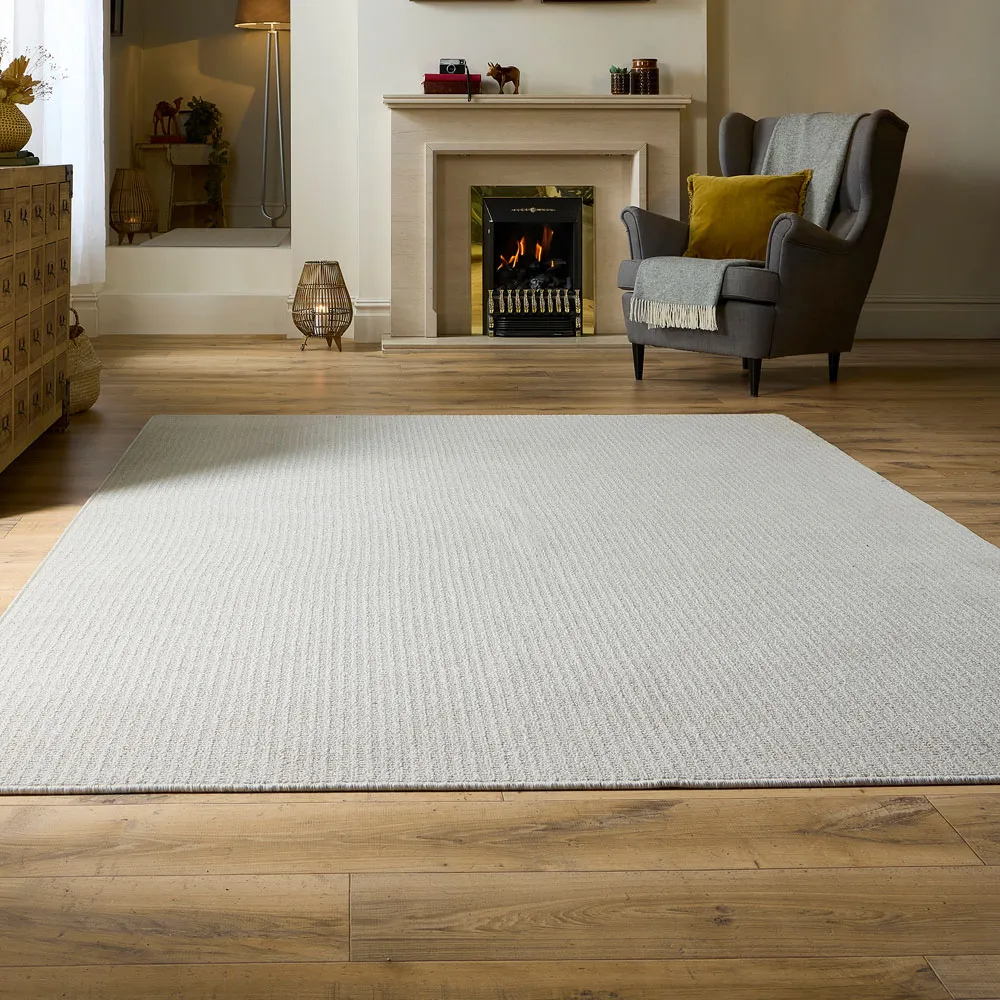 Sculptured Waffle Texture Washable Rug - Ivory