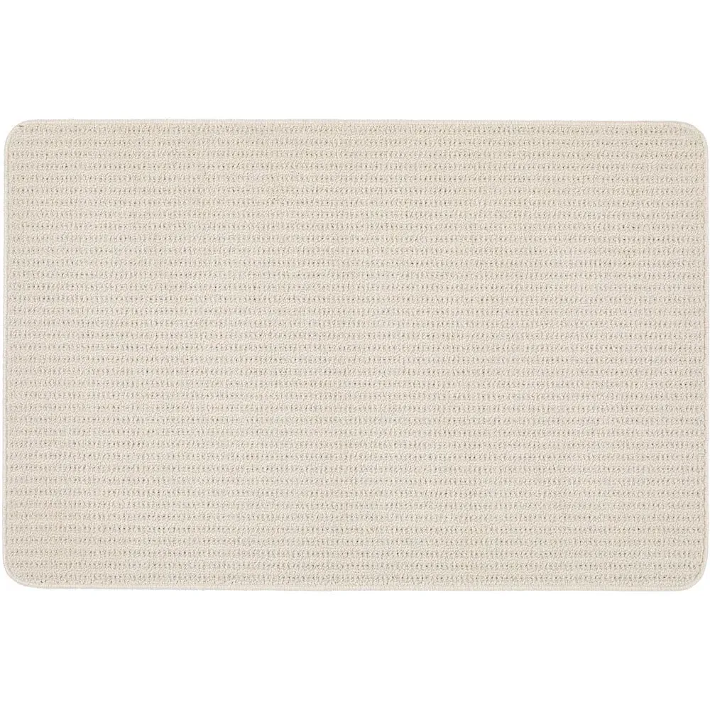 Sculptured Waffle Texture Washable Rug - Ivory image