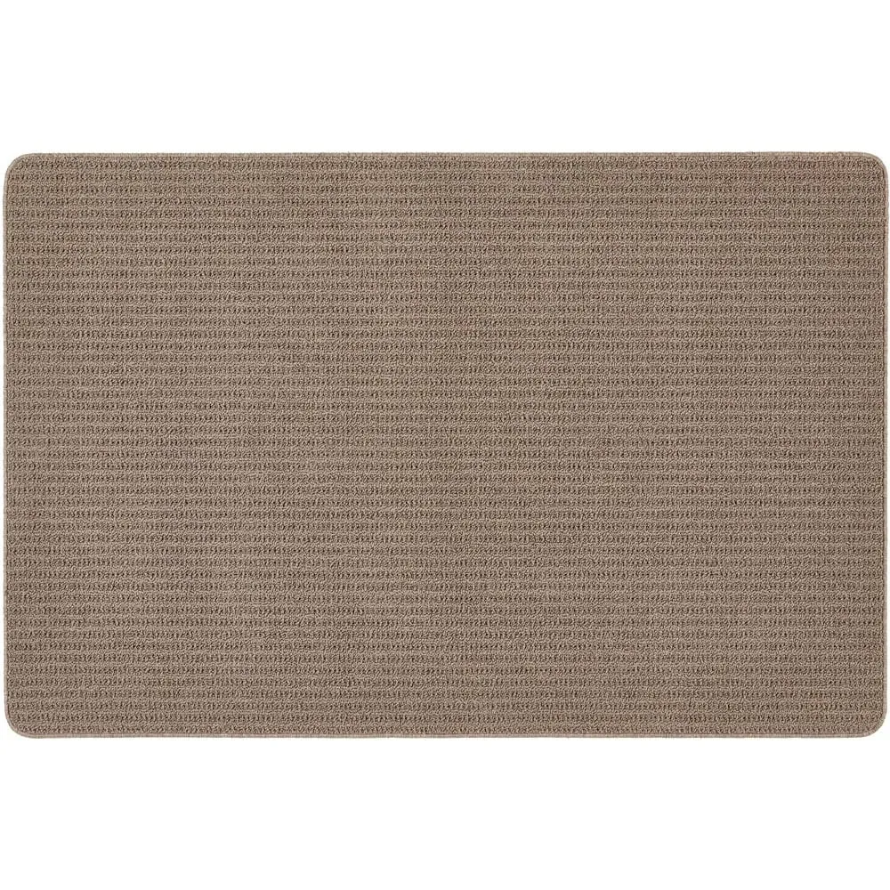 Sculptured Waffle Texture Washable Rug - Mink