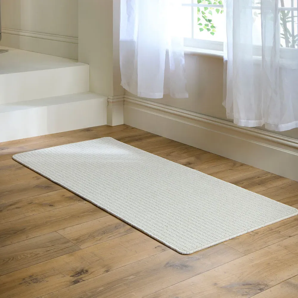 Sculptured Waffle Texture Washable Runner - Ivory