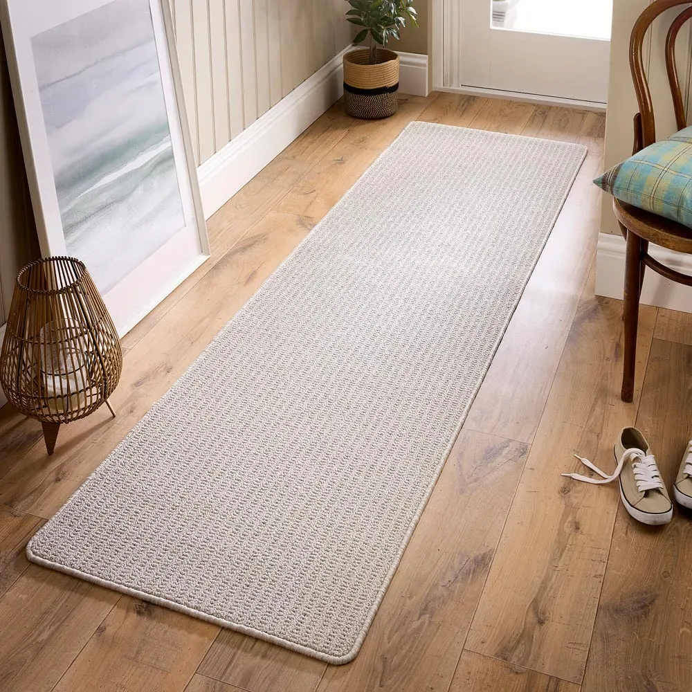 Sculptured Waffle Texture Washable Runner - Ivory