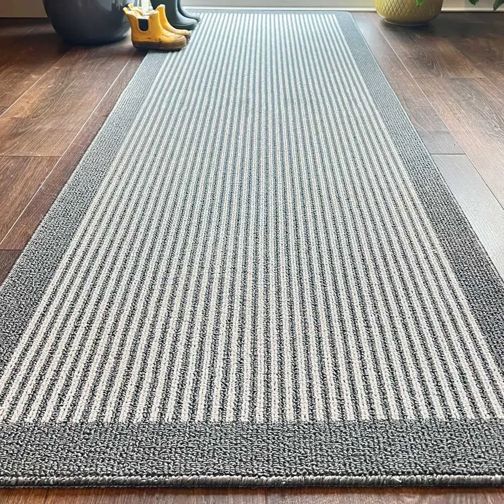 Silver Stripe Stain Resistant Runner - Grey
