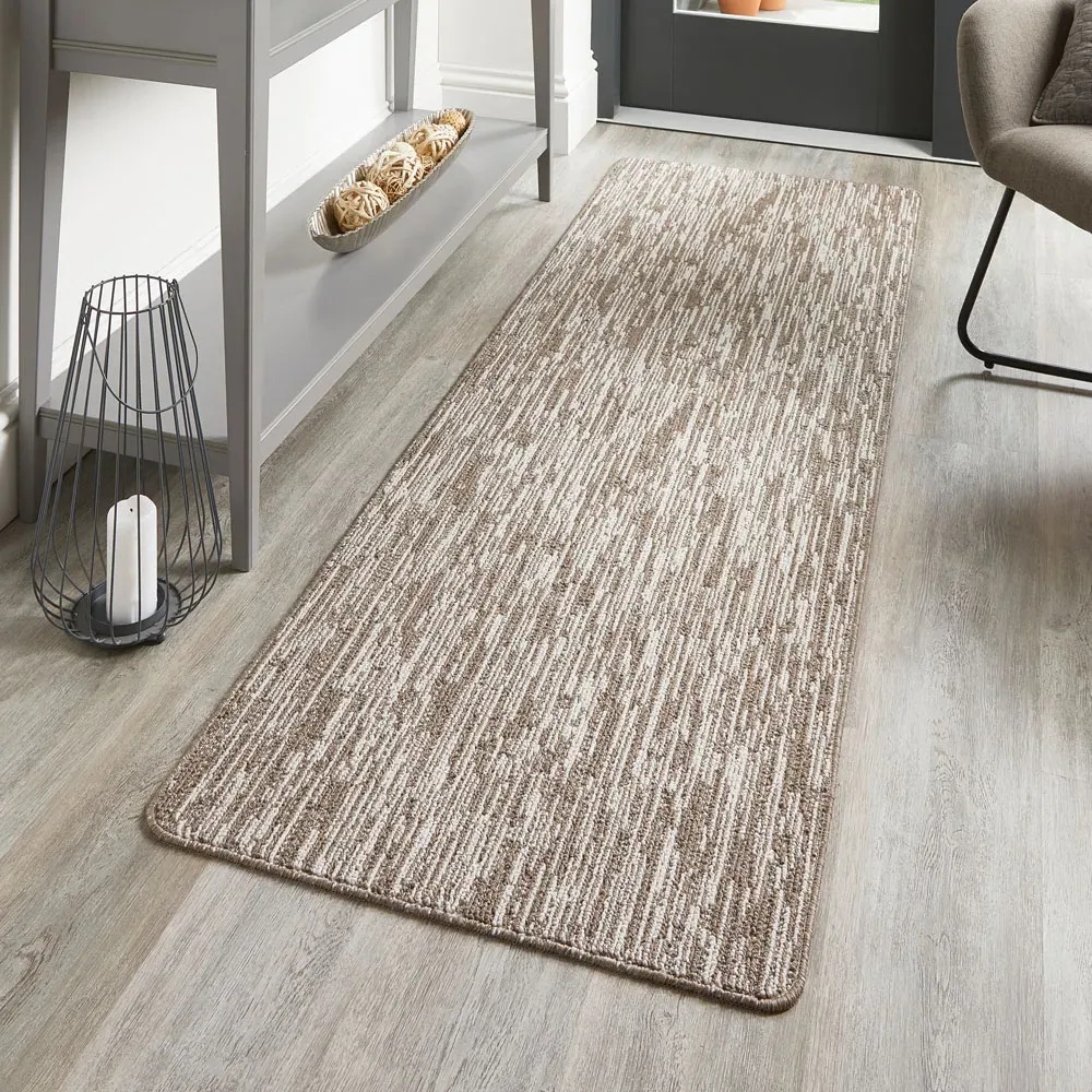 Stone Broken Stripe Stain Resistant Runner - Brown