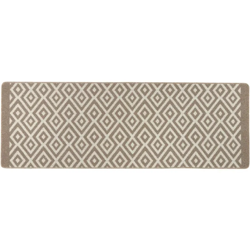 Stone Geometric Cosy Stain Resistant Runner - Brown