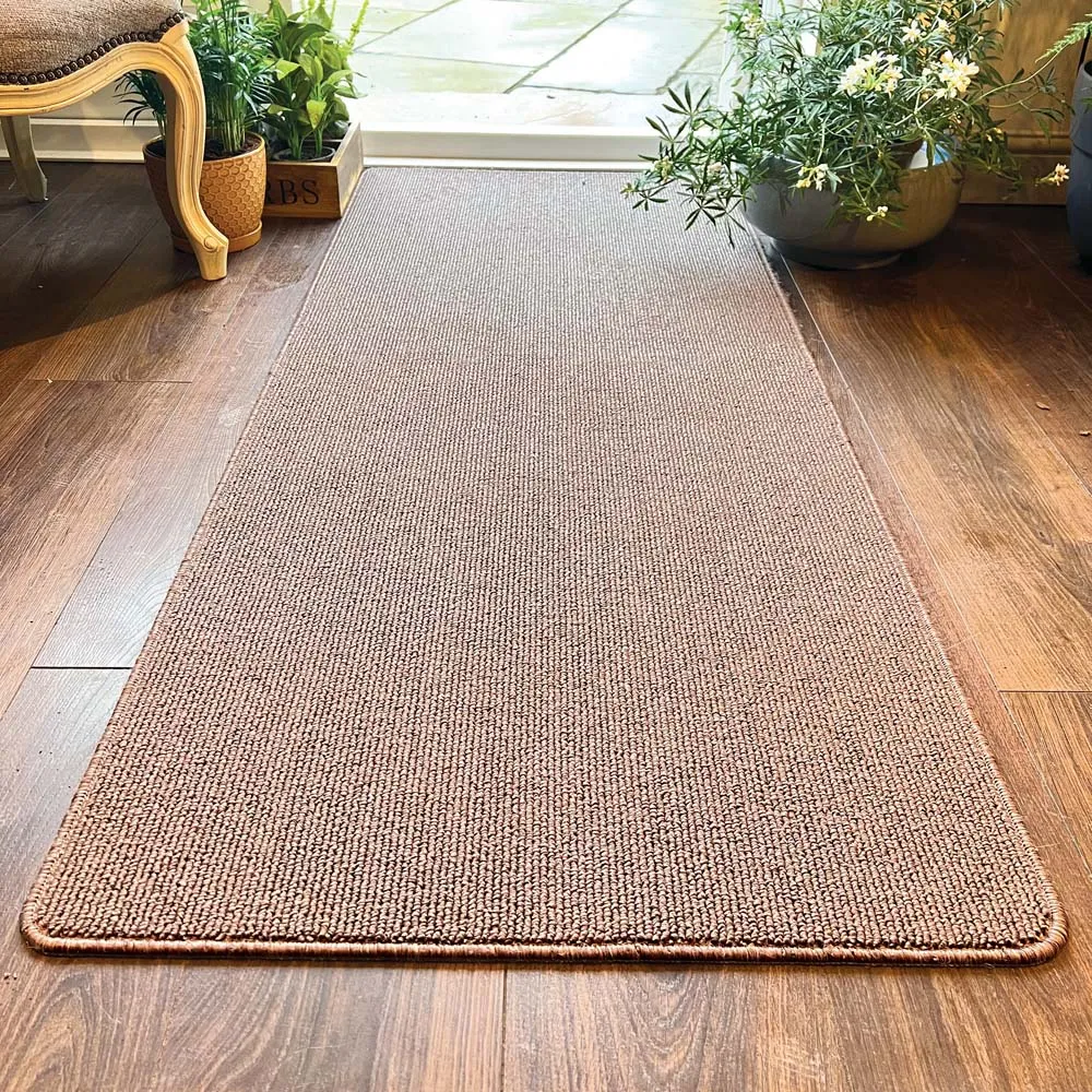Stone Plain Stain Resistant Runner - Brown