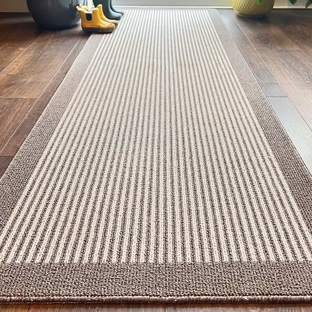 Stone Stripe Stain Resistant Runner - Brown