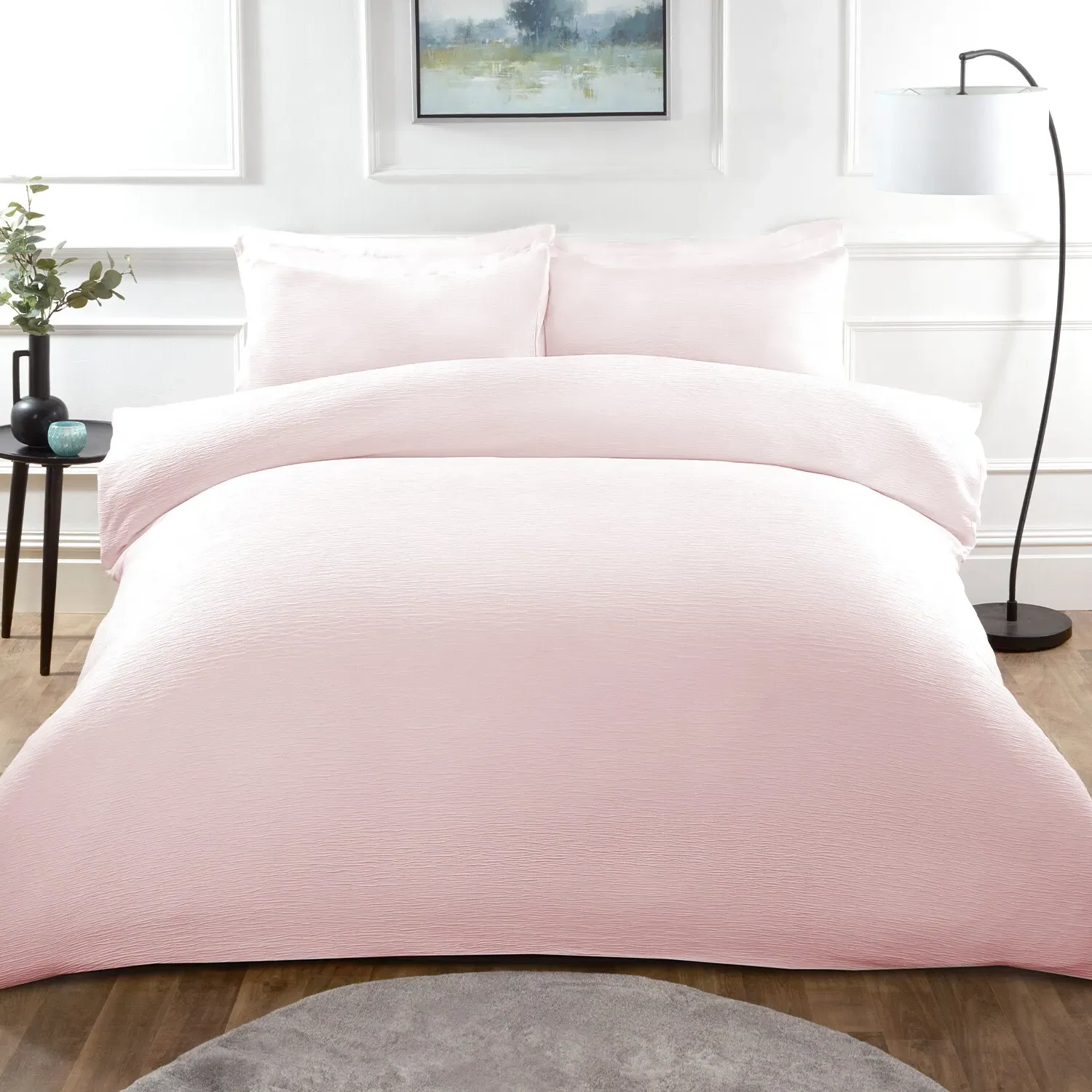 Milan Double Textured Duvet Cover Set - Blush image