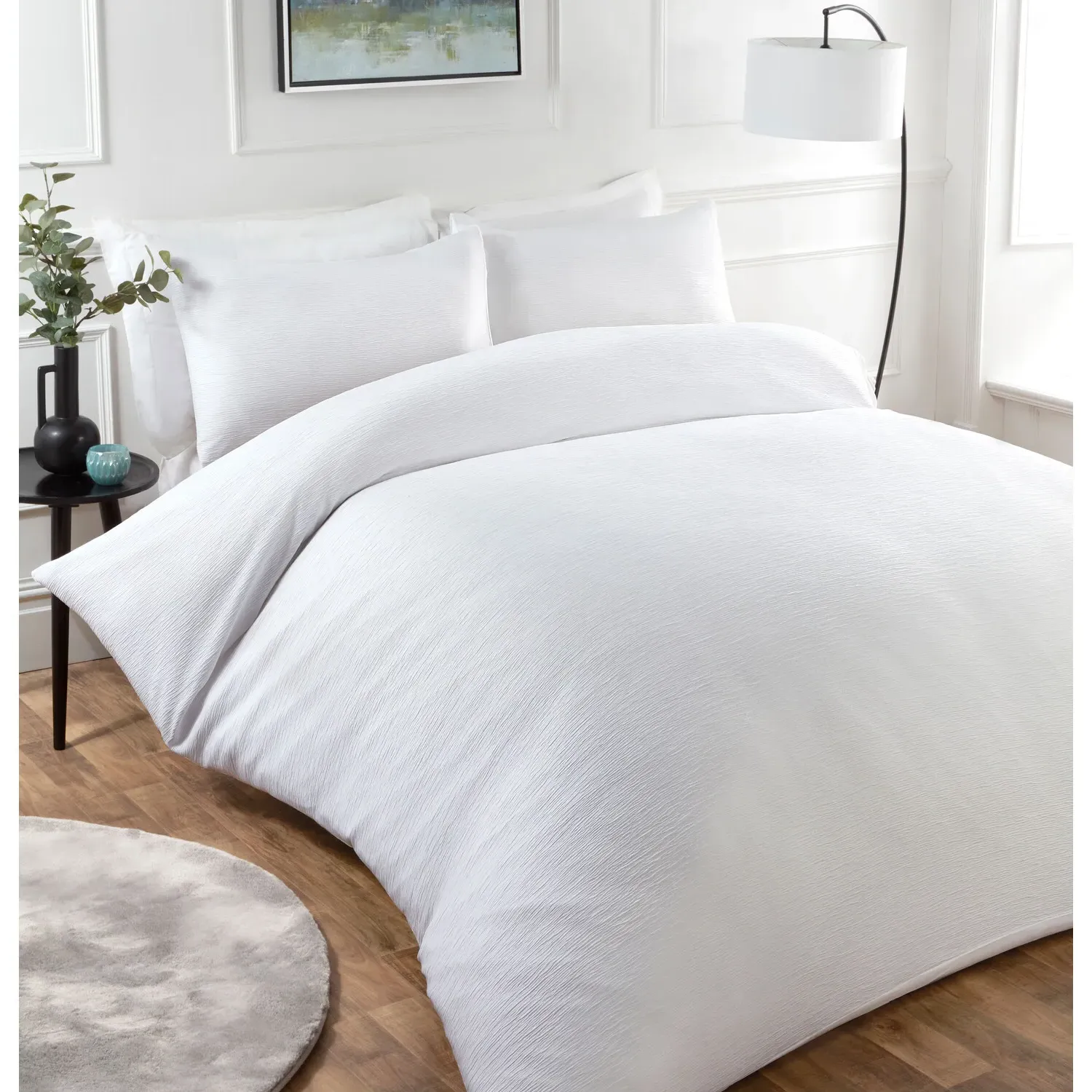 Milan Double Textured Duvet Cover Set - White