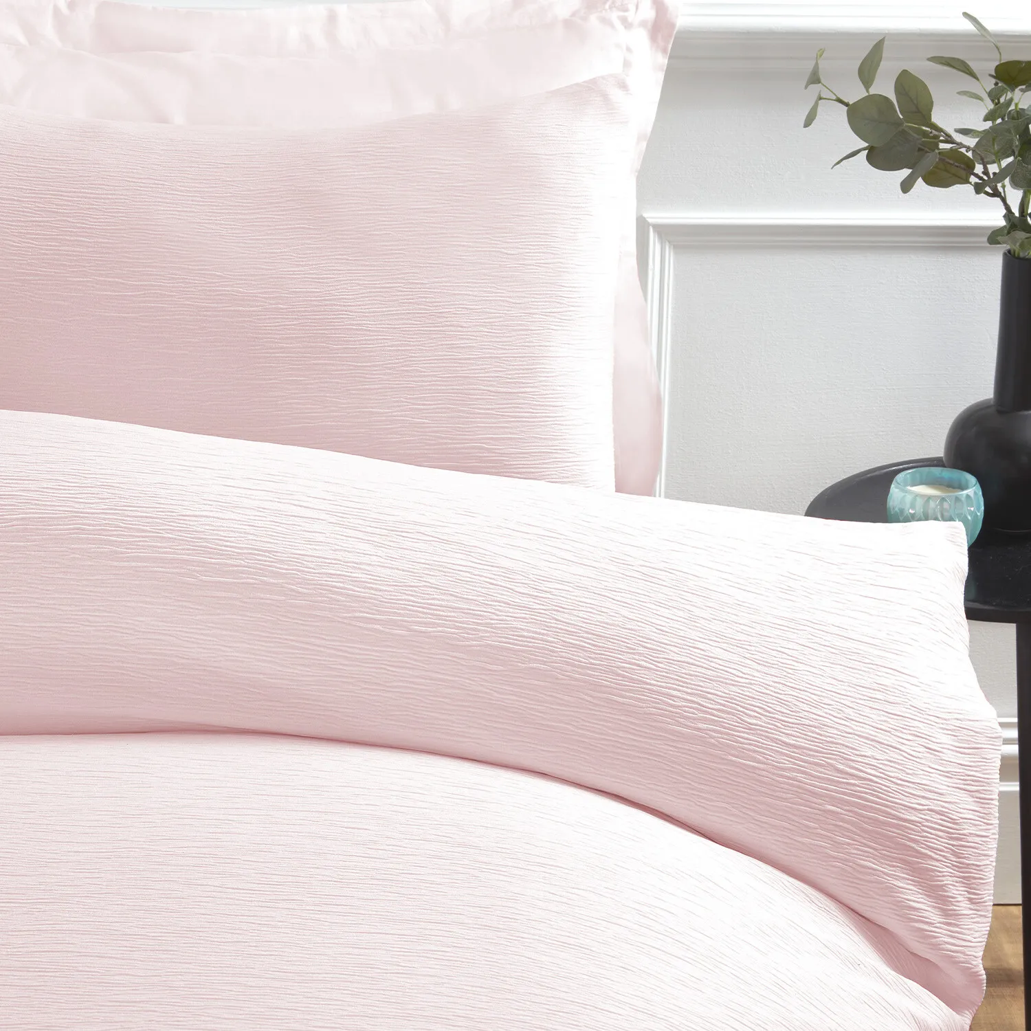 Milan Super King Textured Duvet Cover Set - Blush