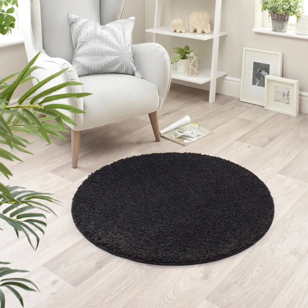 Round Rug 100cm - Black, Polypropylene