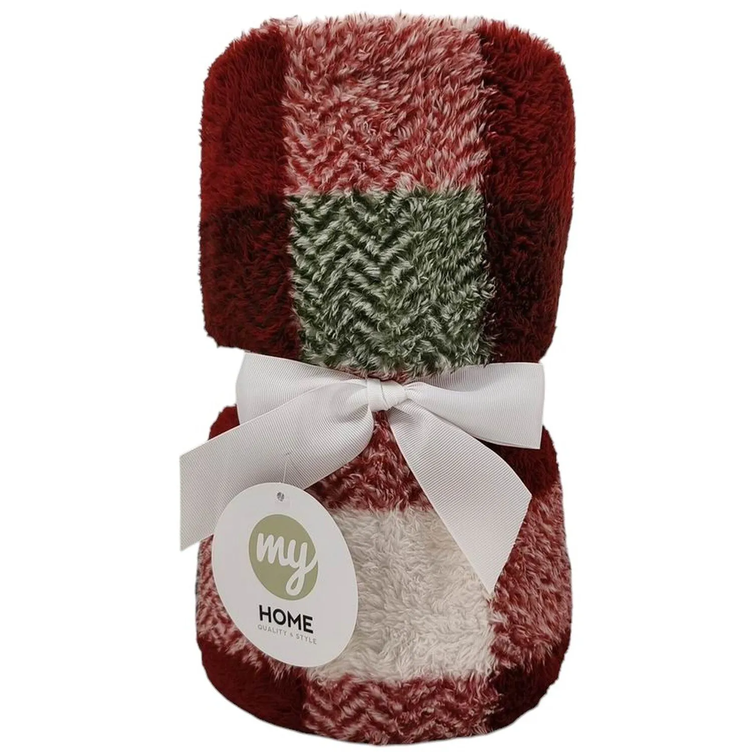 Skye Check Teddy Fleece Throw - Red