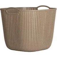 Small Square Knitting Basket - Brown