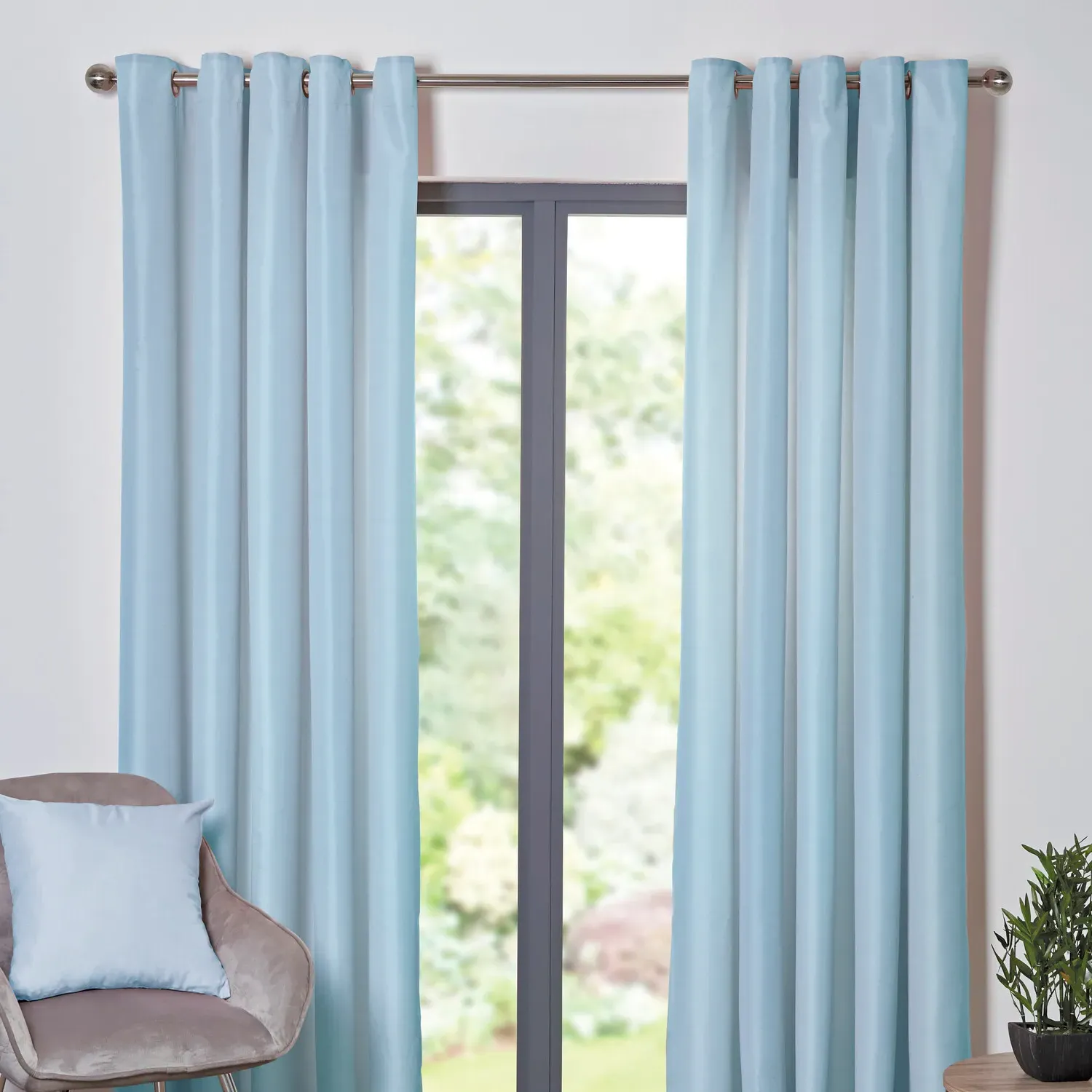 Taylor Blackout Eyelet Curtains - Duck Egg