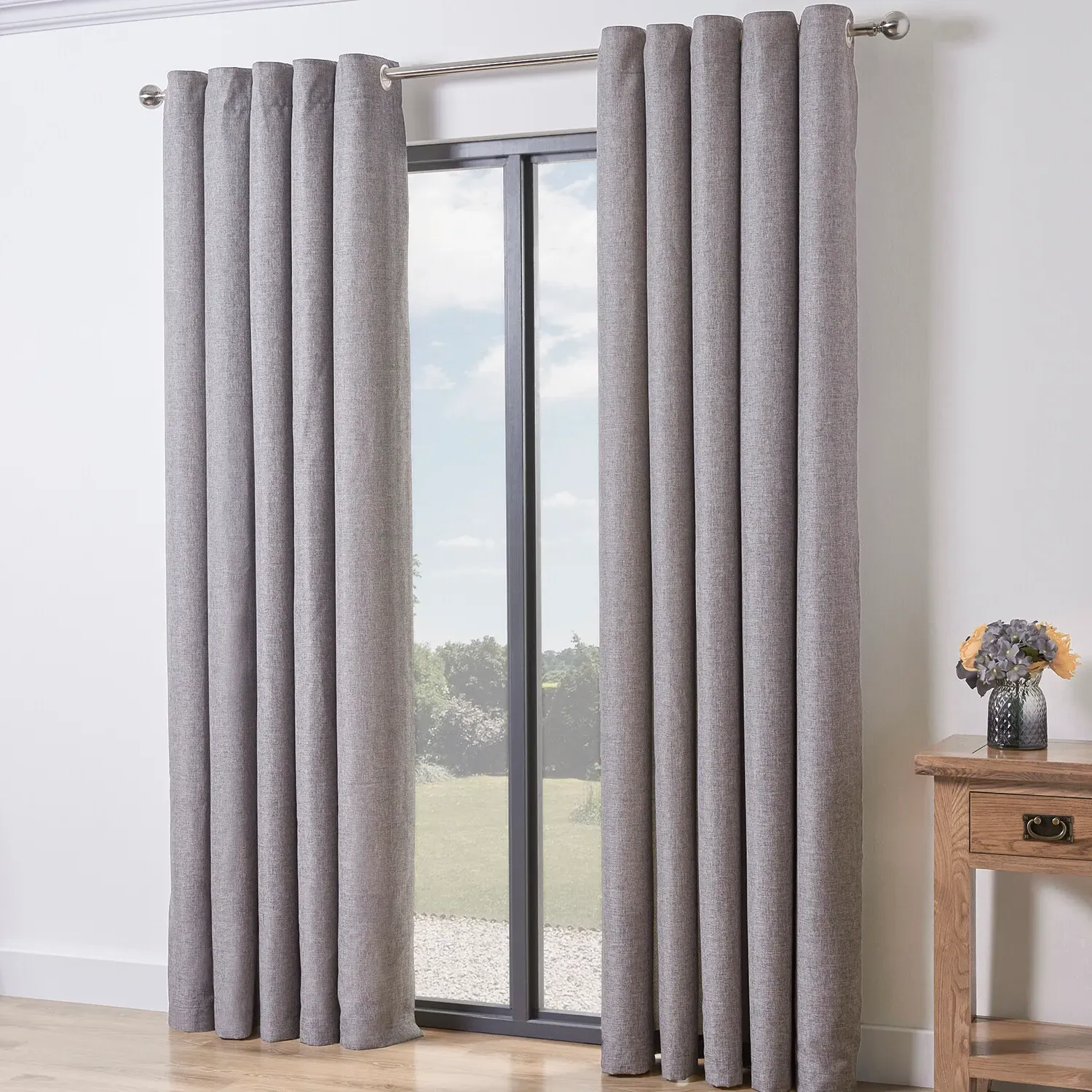 Taylor Blackout Eyelet Curtains - Silver