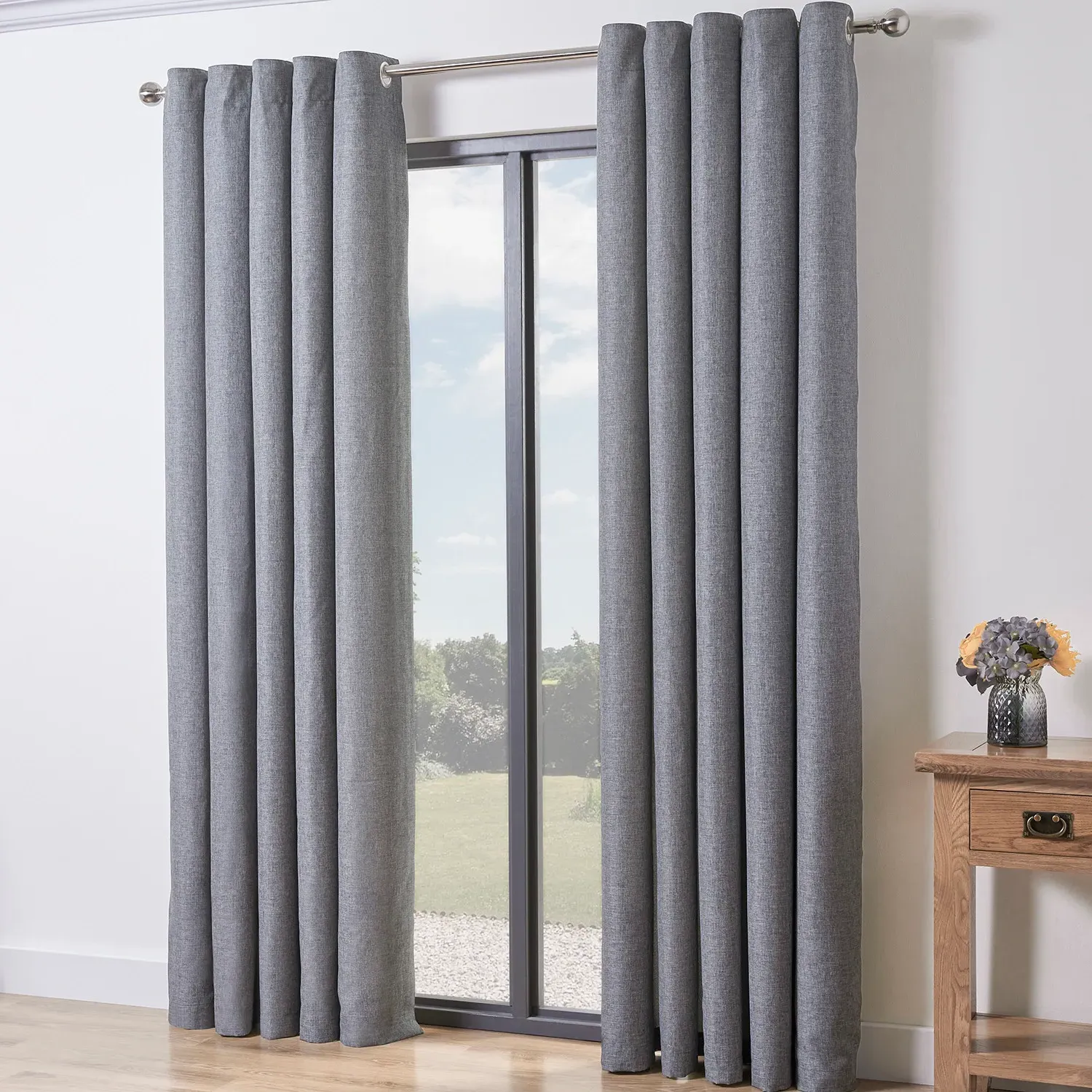 Taylor Eyelet Curtains - Silver