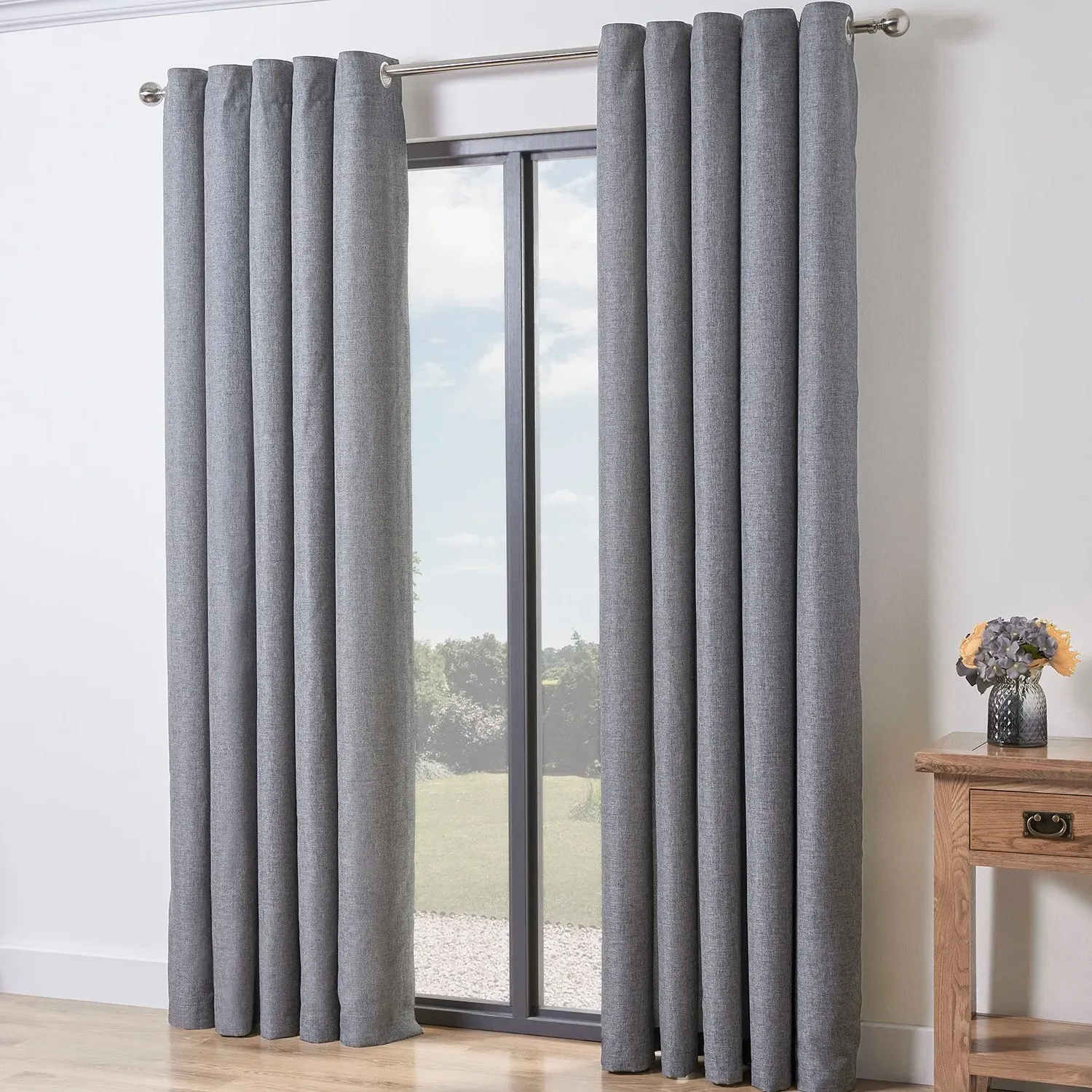 Taylor Eyelet Curtains - Silver