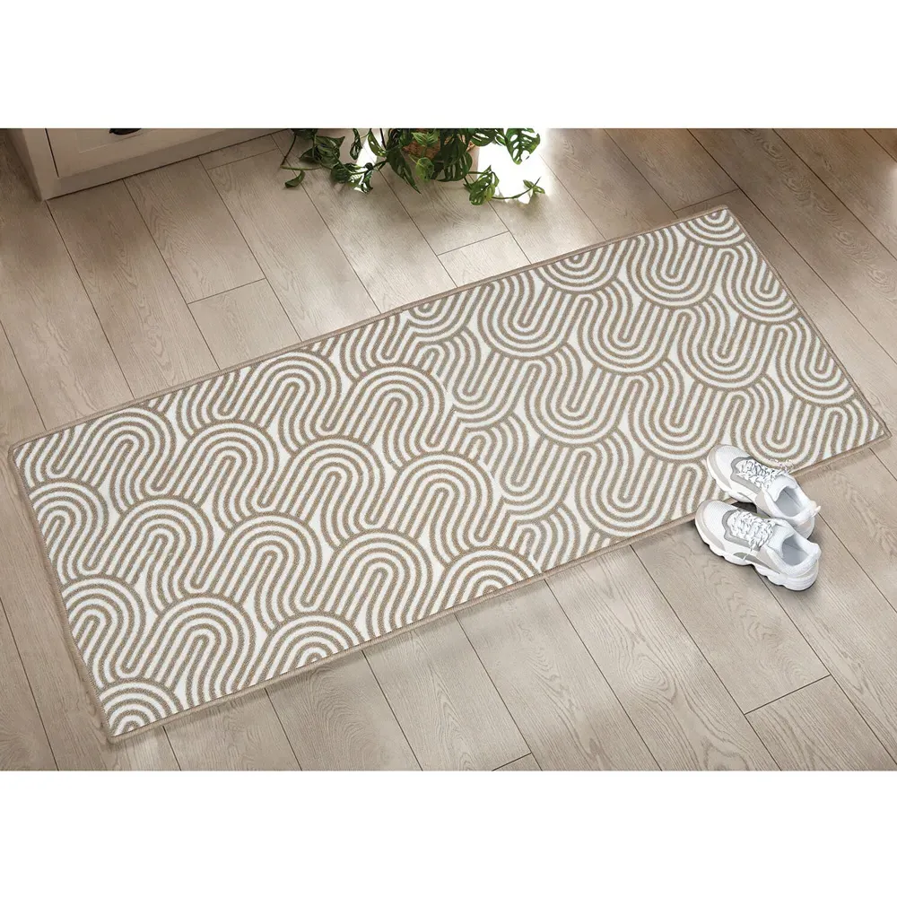 Washable Geometric Runner - Grey, Brown